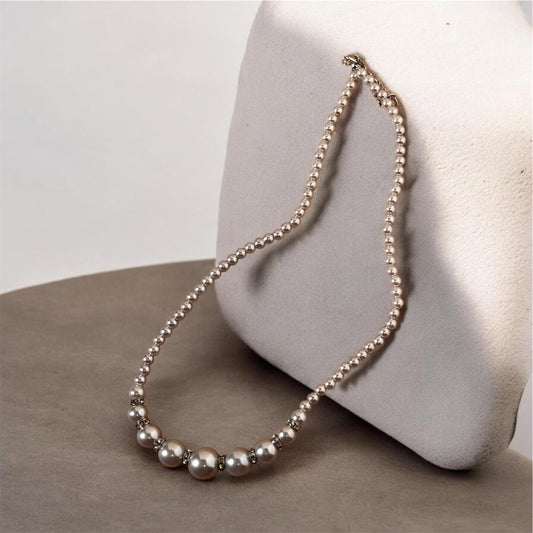 Pearl Statement Necklace for Women | Elegant Ivory Pearl Rhinestone Necklace | Bridal Jewelry | Feminine Luxury Necklace Gift