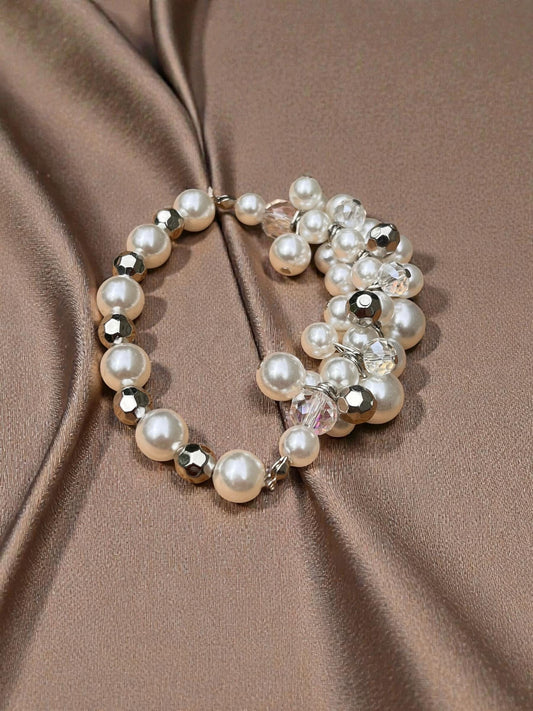 Crystal Pearl Bracelet | Elegant Bridal Wedding Jewelry, Classic Beaded Style