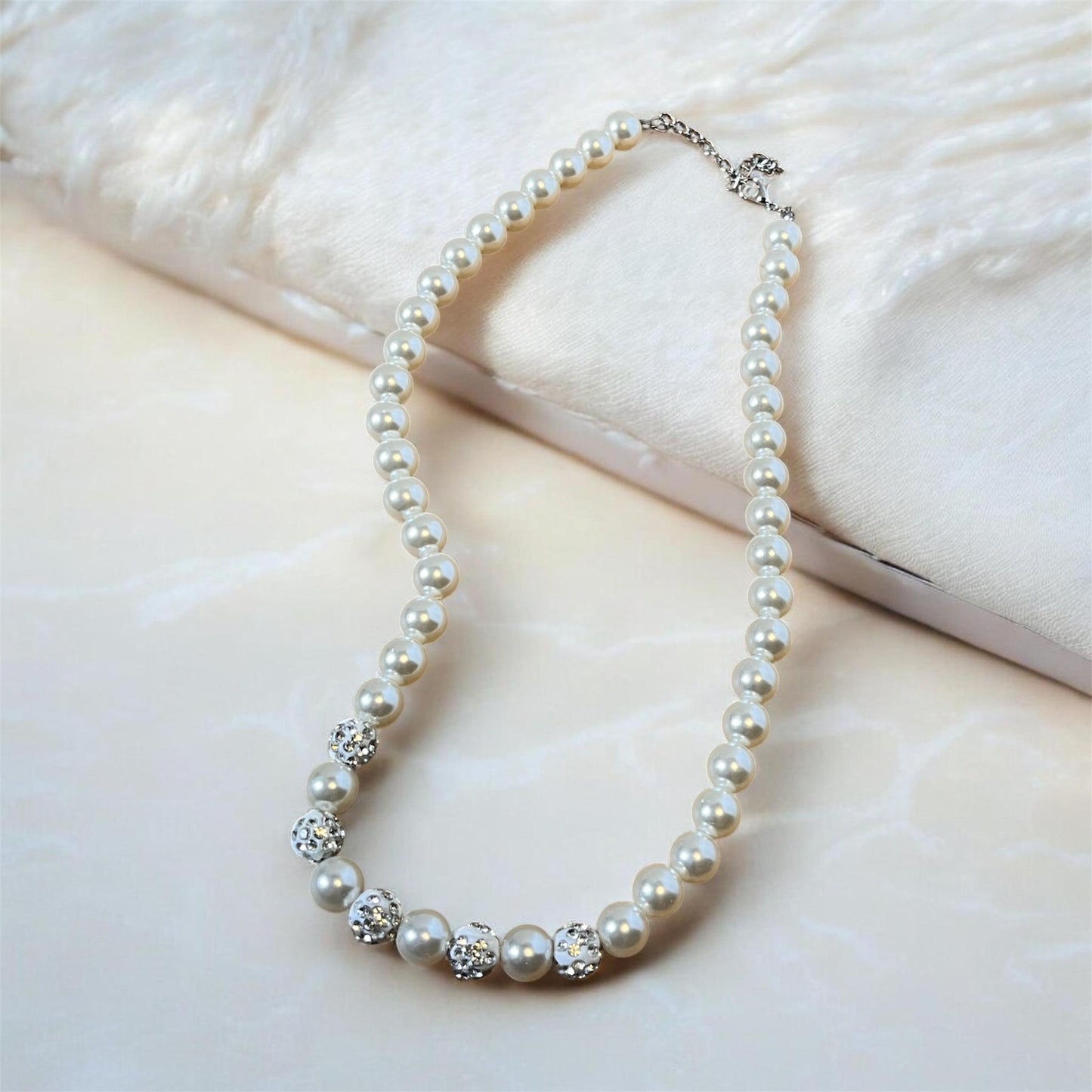 Crystal Pearl Necklace | Elegant Bridal Wedding Jewelry, Classic Beaded Style