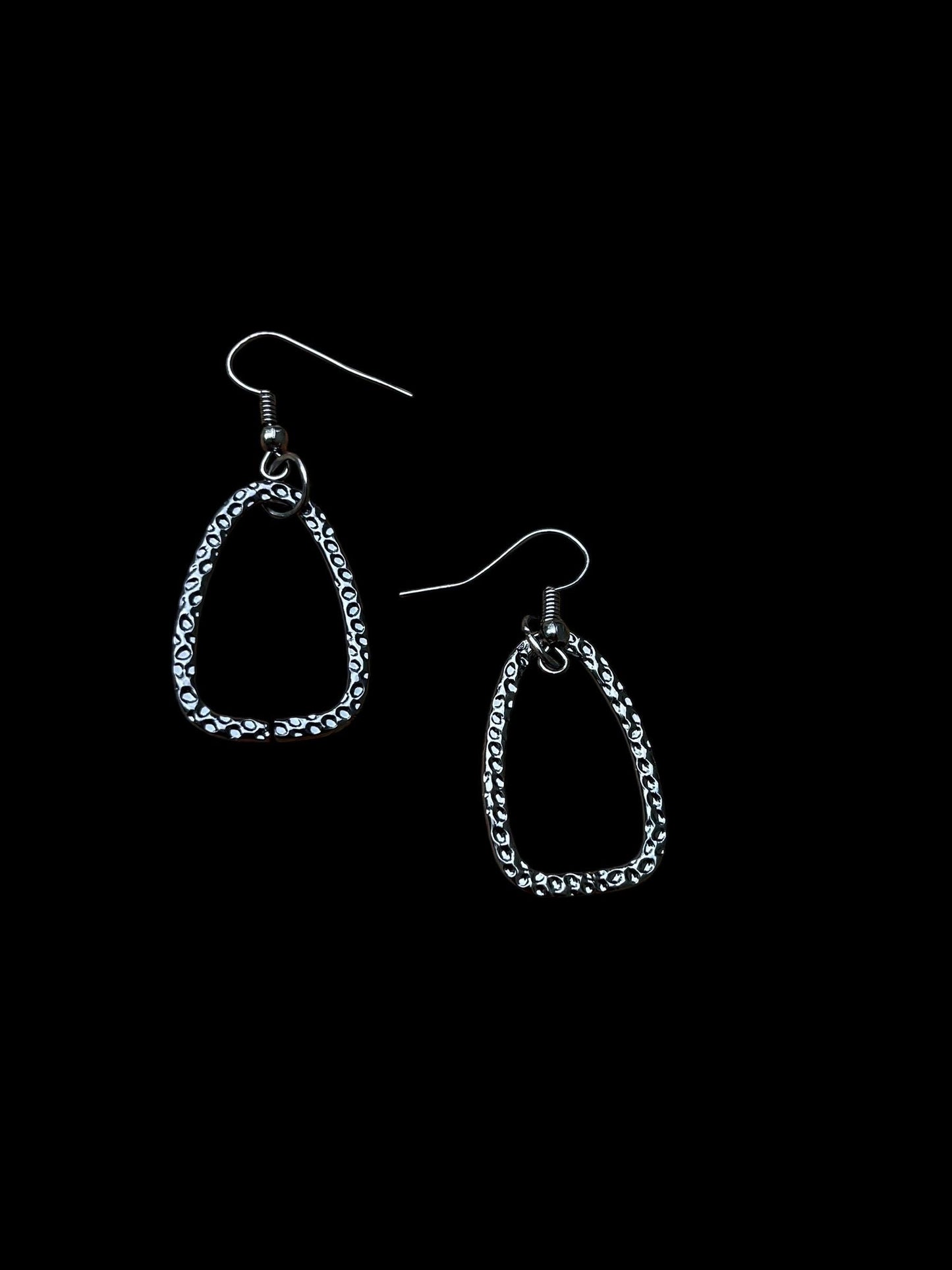 Minimalist Gunmetal Dangle Earrings | Small Geometric Hoop Earrings | Lightweight Everyday Earrings | Modern Silver Jewelry
