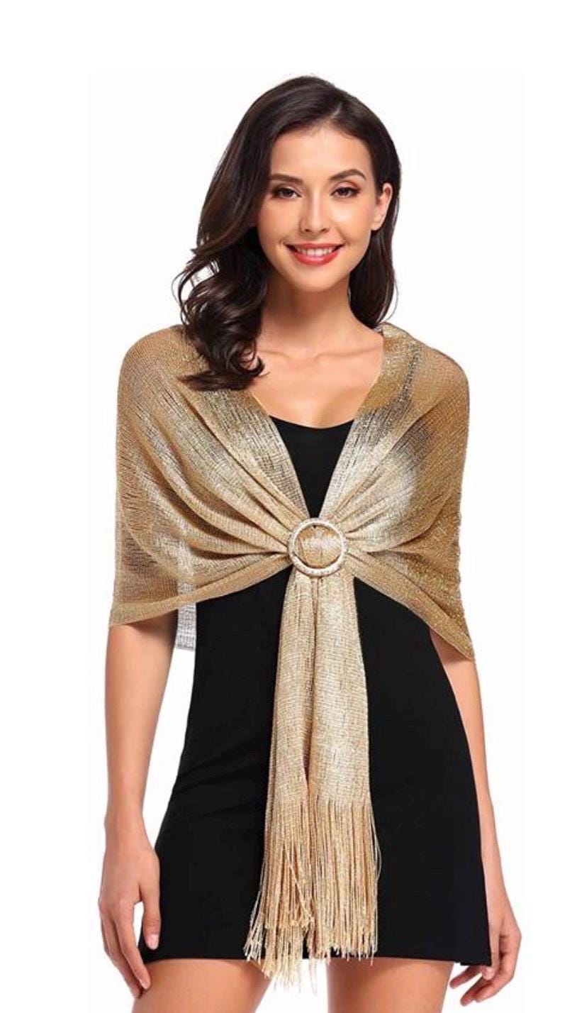 Lightweight Metallic Fishnet Scarf/Shawl