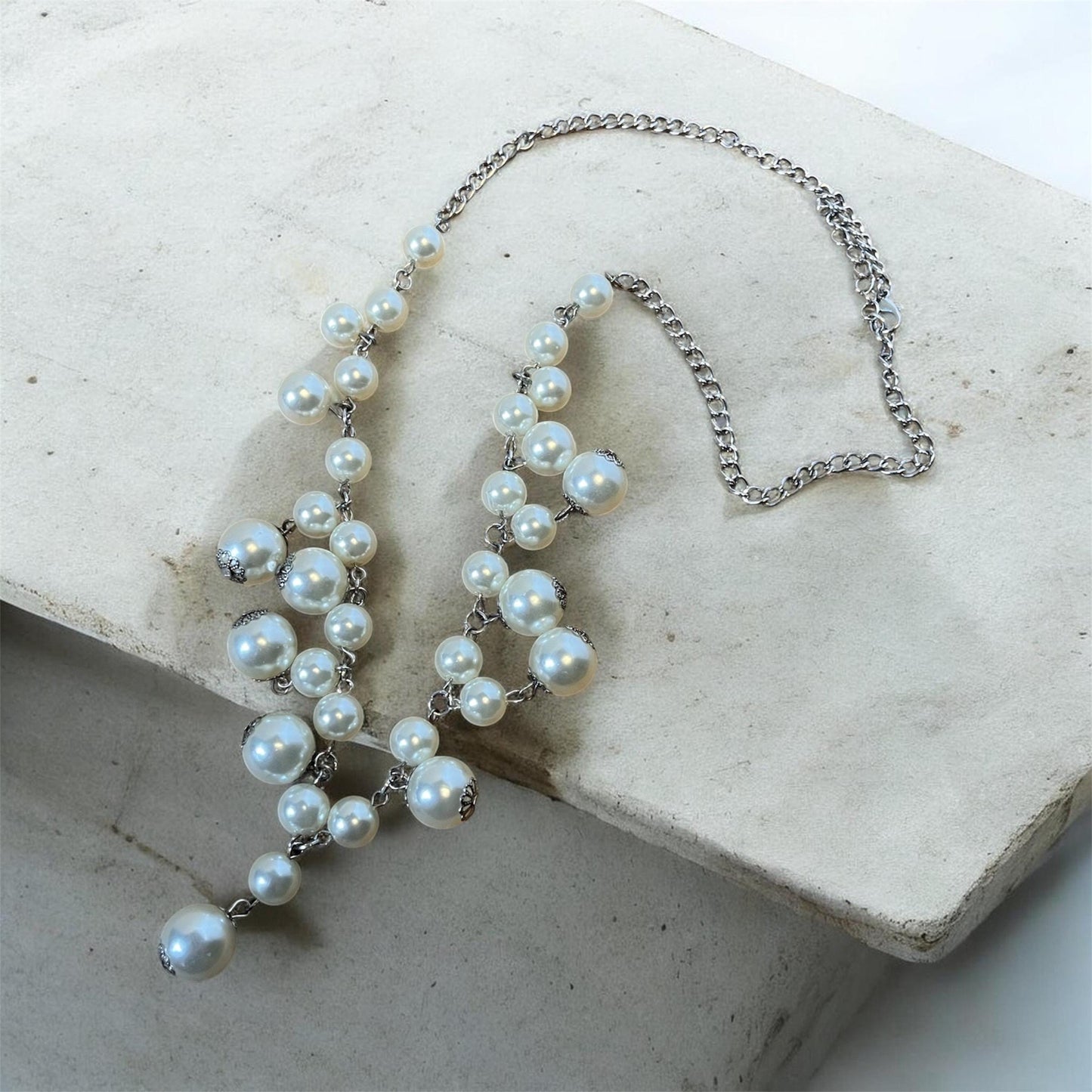 Crystal Pearl Statement Necklace | Bridal Wedding Jewelry, Classic Beaded Elegance