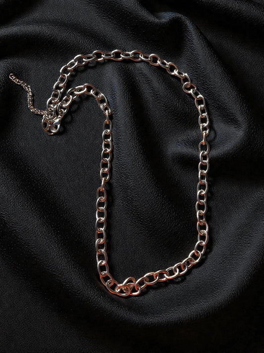Silver Link Chain Necklace | Chunky Minimalist Chain Necklace | Modern Layering Jewelry | Unisex Statement Necklace | Everyday Silver