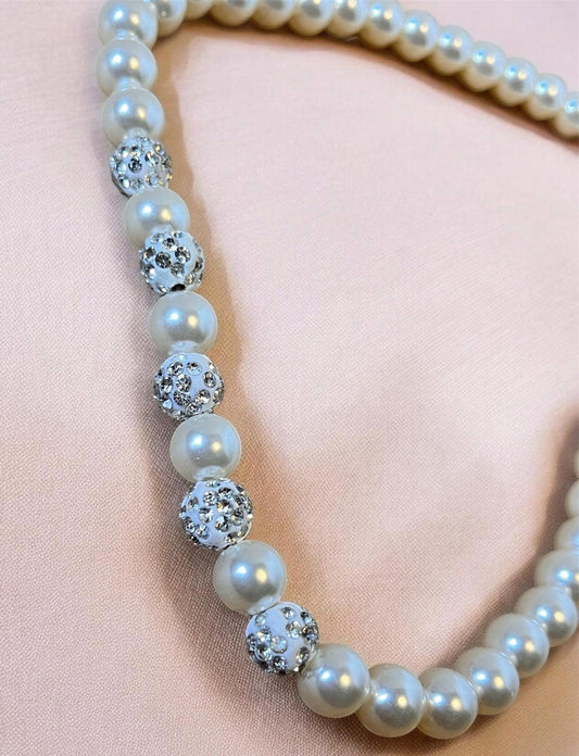 Crystal Pearl Necklace | Elegant Bridal Wedding Jewelry, Classic Beaded Style