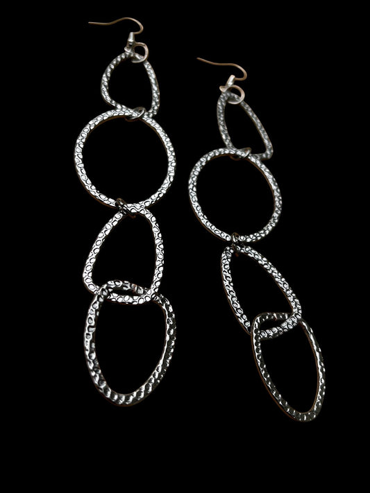 Runway Statement Earrings | Oversized Geometric Drop Earrings | Contemporary Silver Dangles | Dramatic 5 Inch Earrings |Artistic Boutique