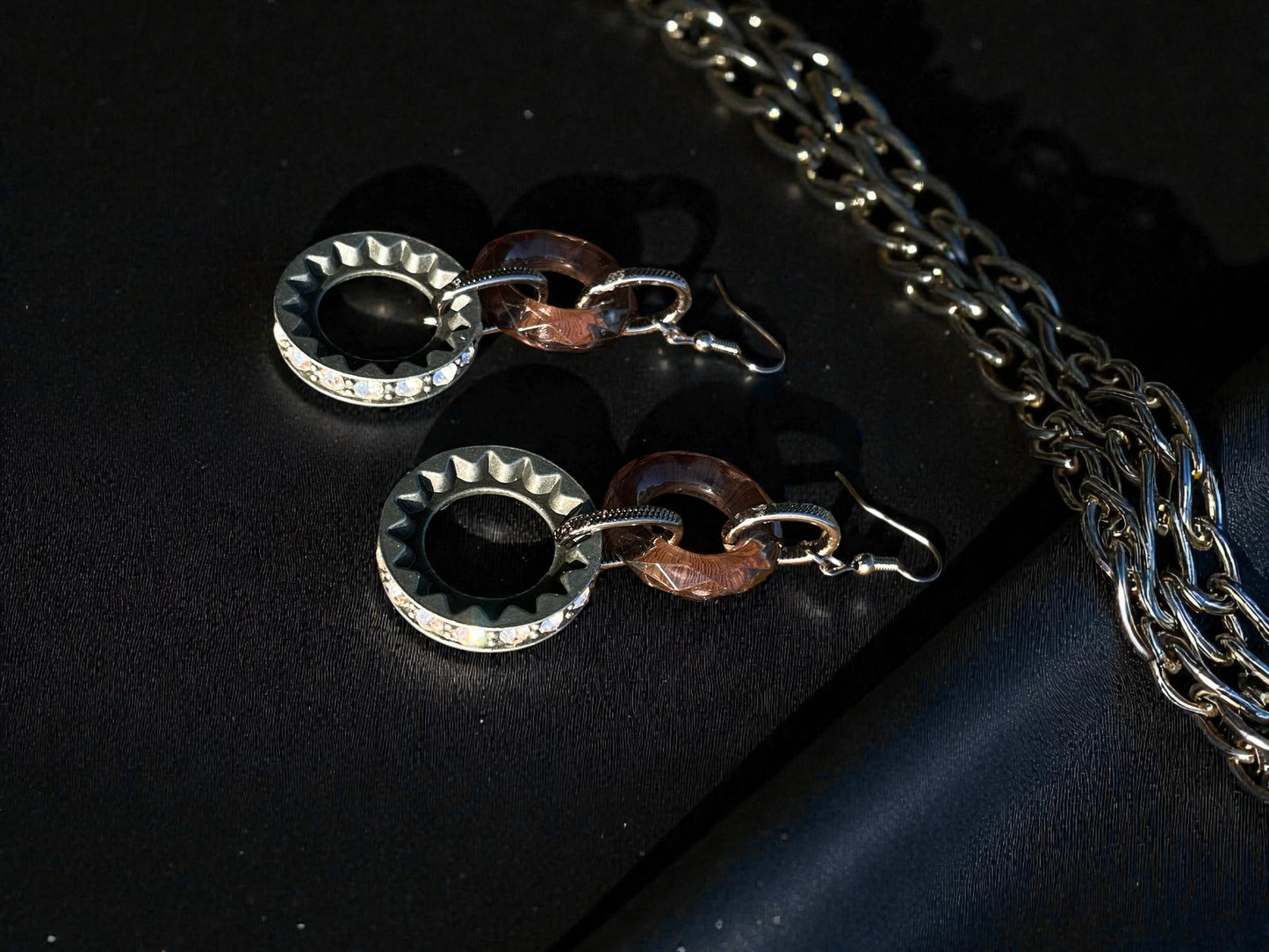 Mech Cog Sparkle Industrial Earrings
