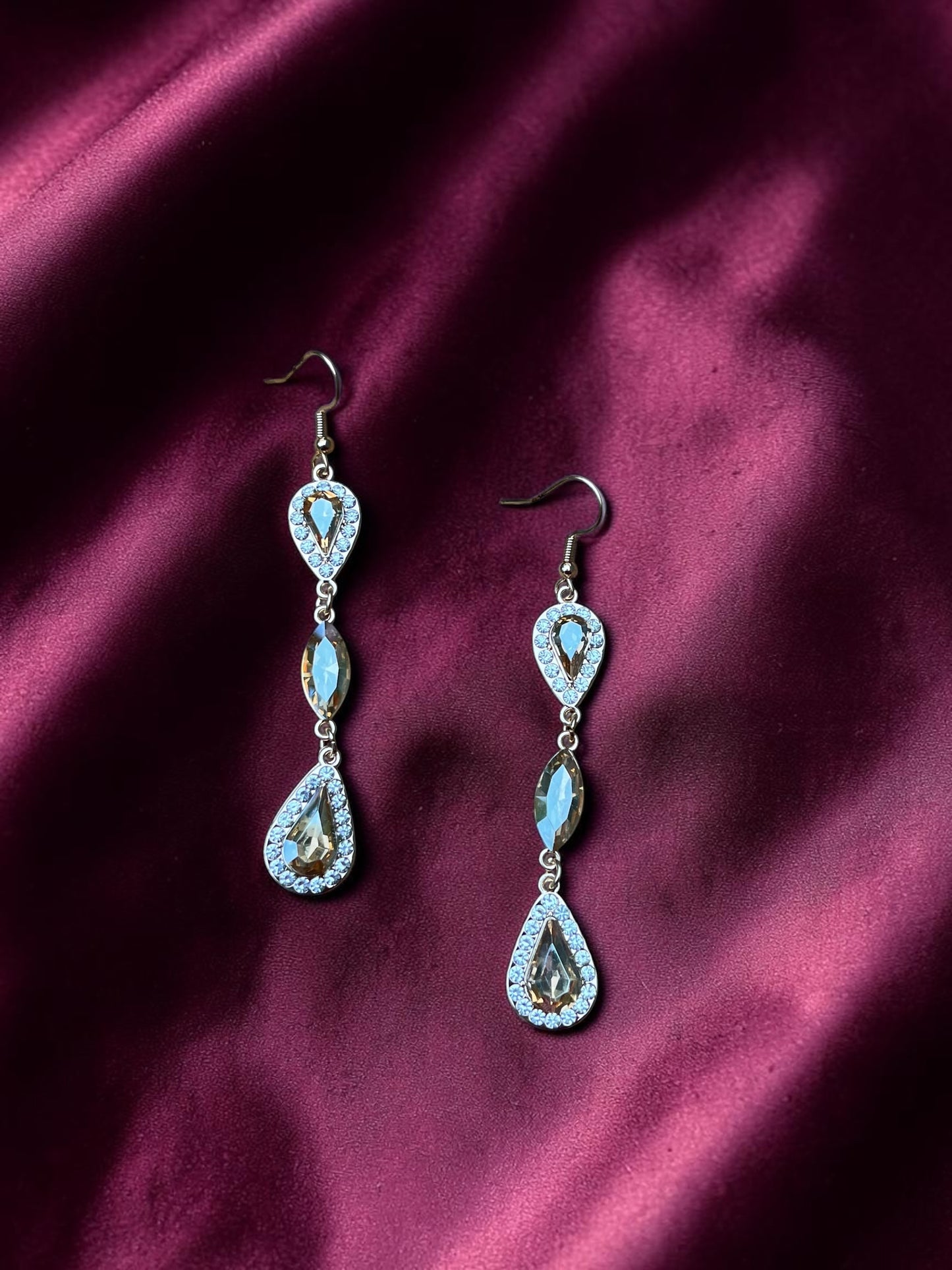 Champagne Crystal Teardrop Earrings