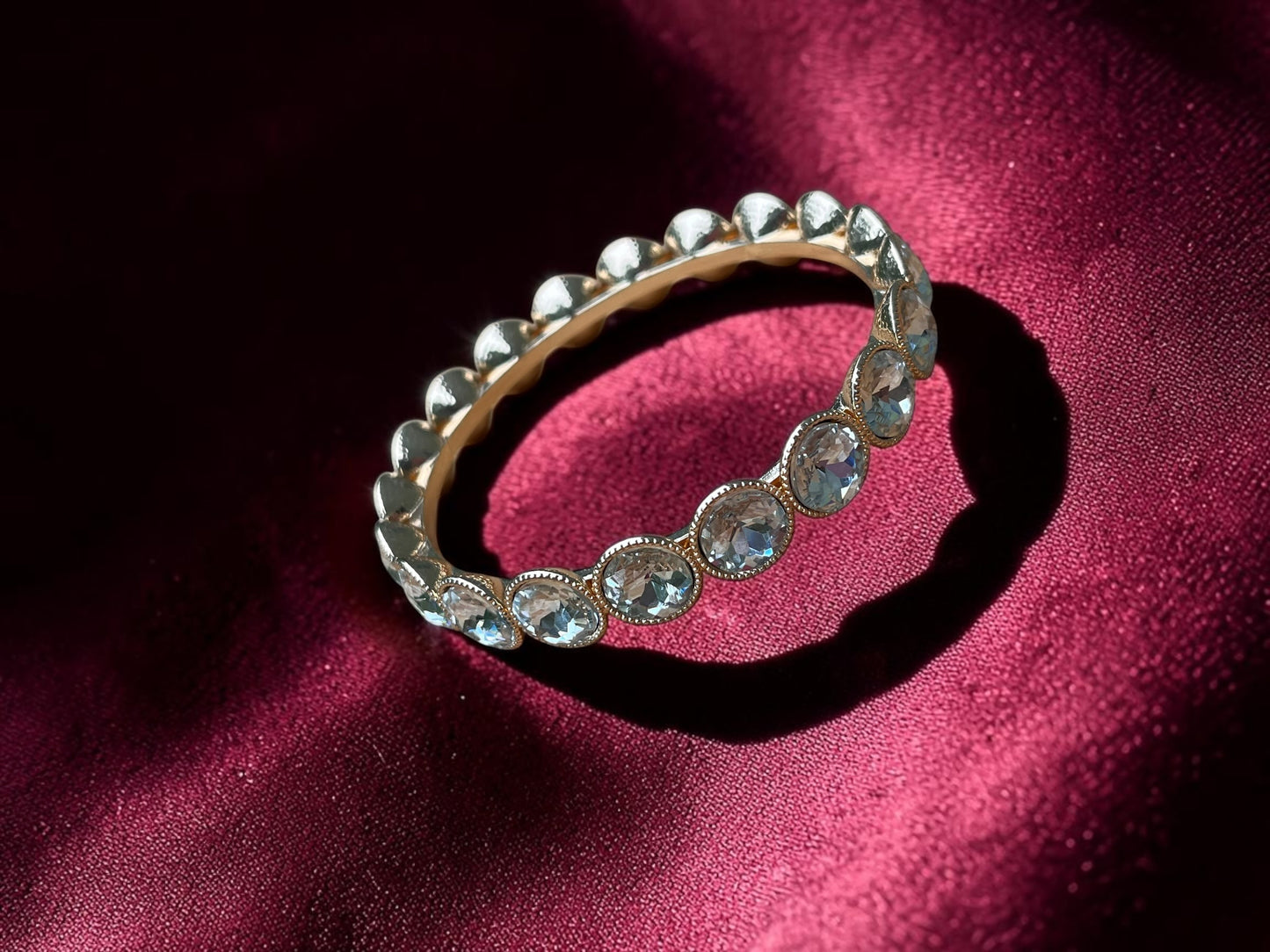 Radiance Crystal Bangle Bracelet | Gold Tone Statement Bracelet