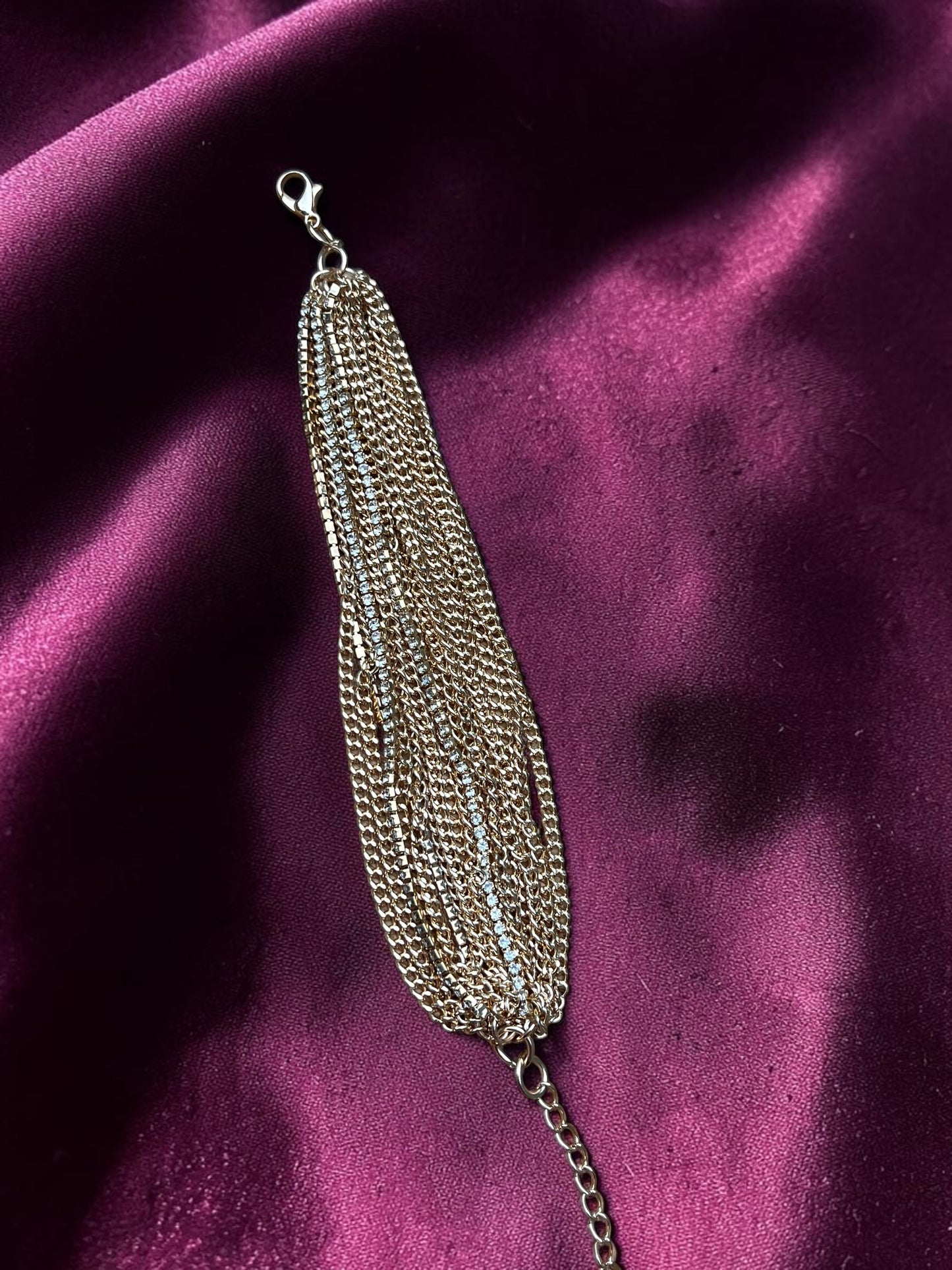 Golden Cascade Crystal Chain Bracelet