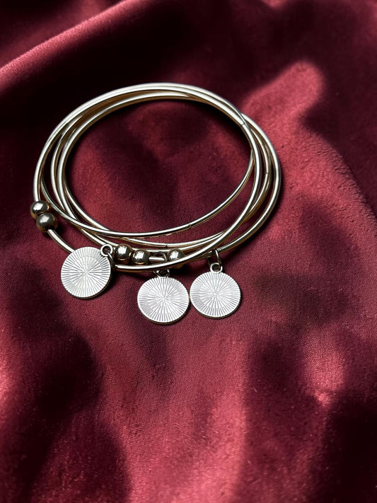 Celestial Charm Gold Bangle Bracelet Set