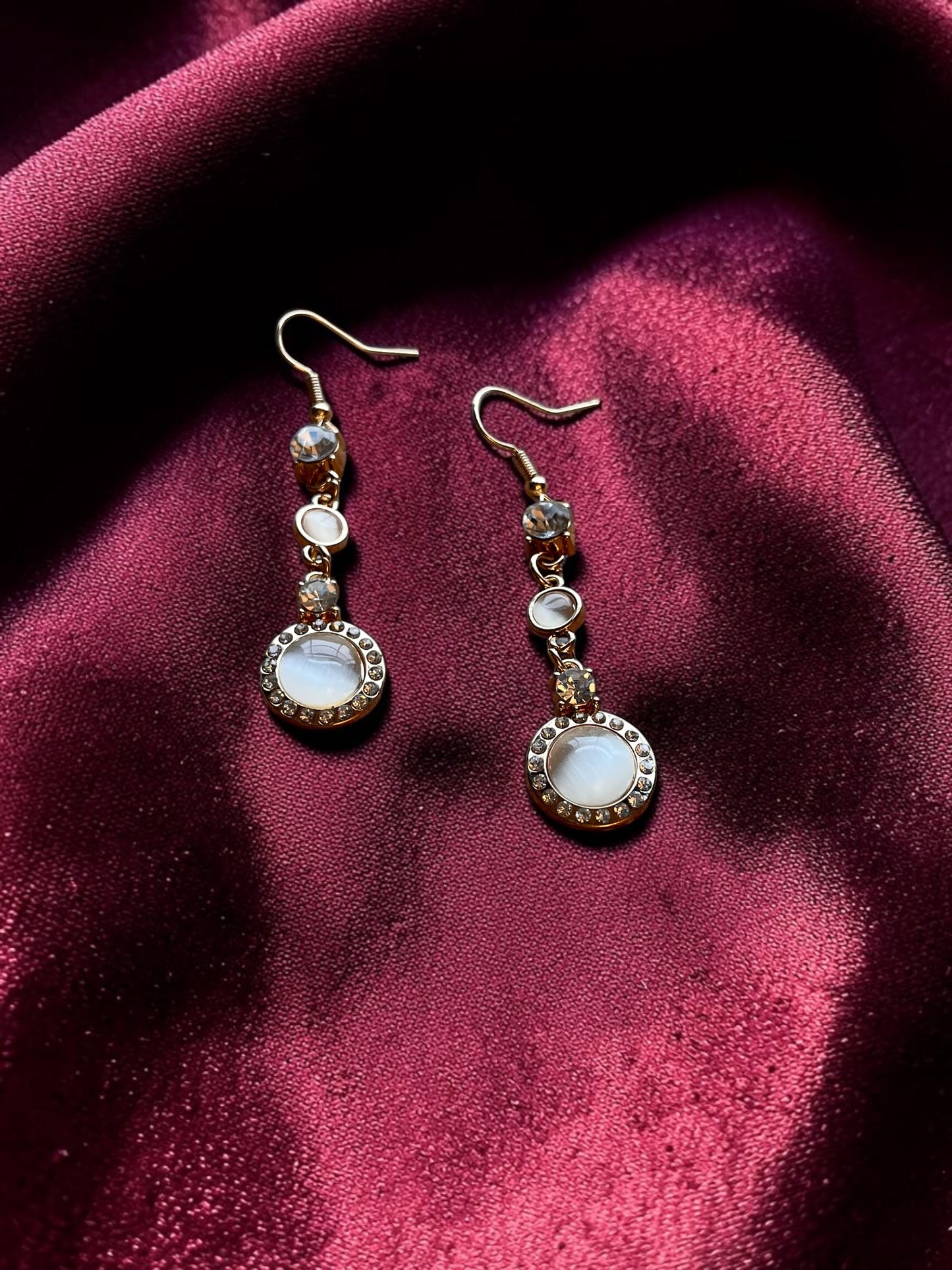 Champagne Crystal Statement Earrings| Gold Tone Rhinestone Earrings | Wedding Guest Jewelry | Elegant Evening Earrings