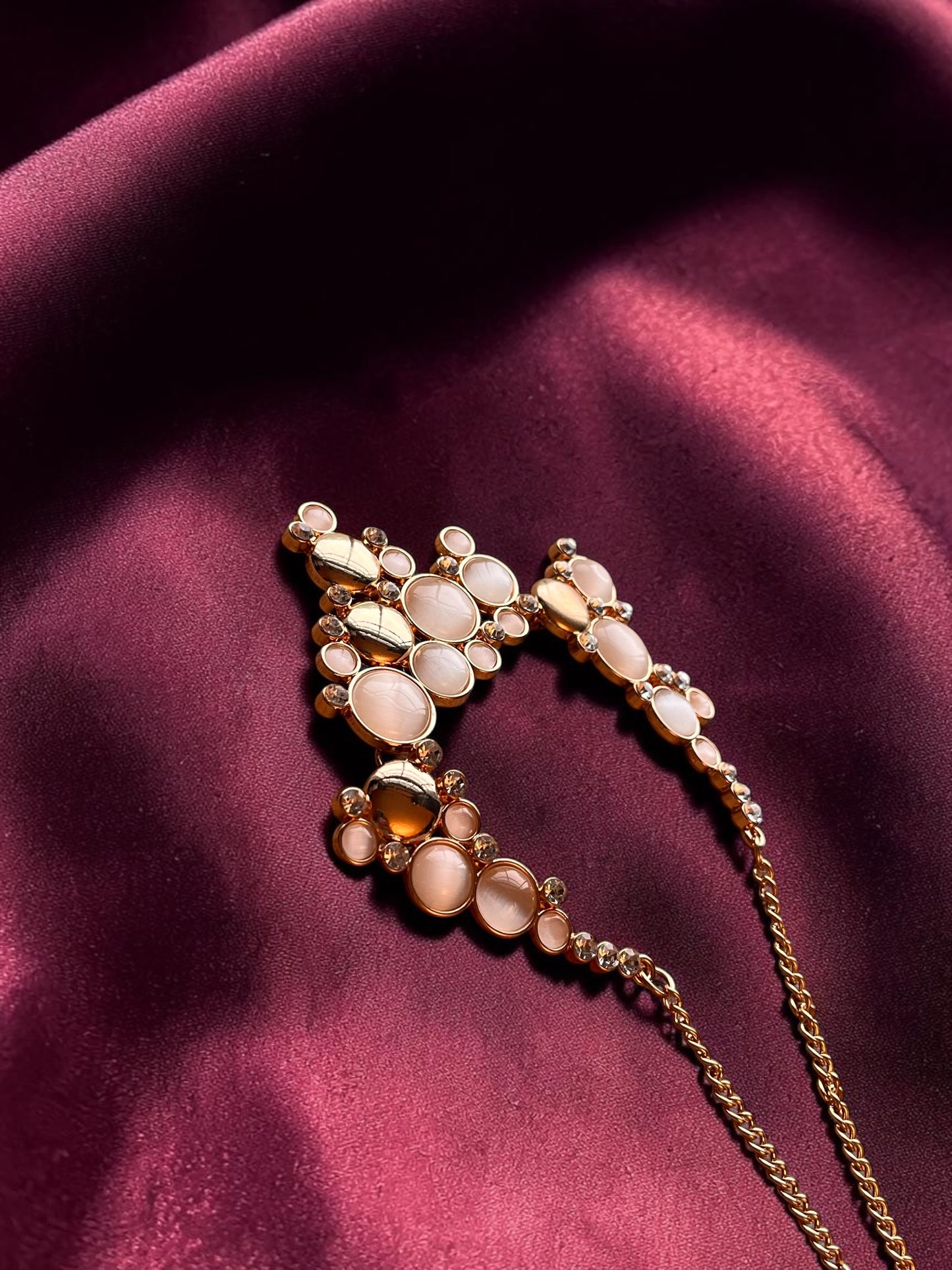 Champagne Crystal Necklace | Gold Tone Rhinestone Bracelet | Bridal Jewelry | Elegant Statement Necklace