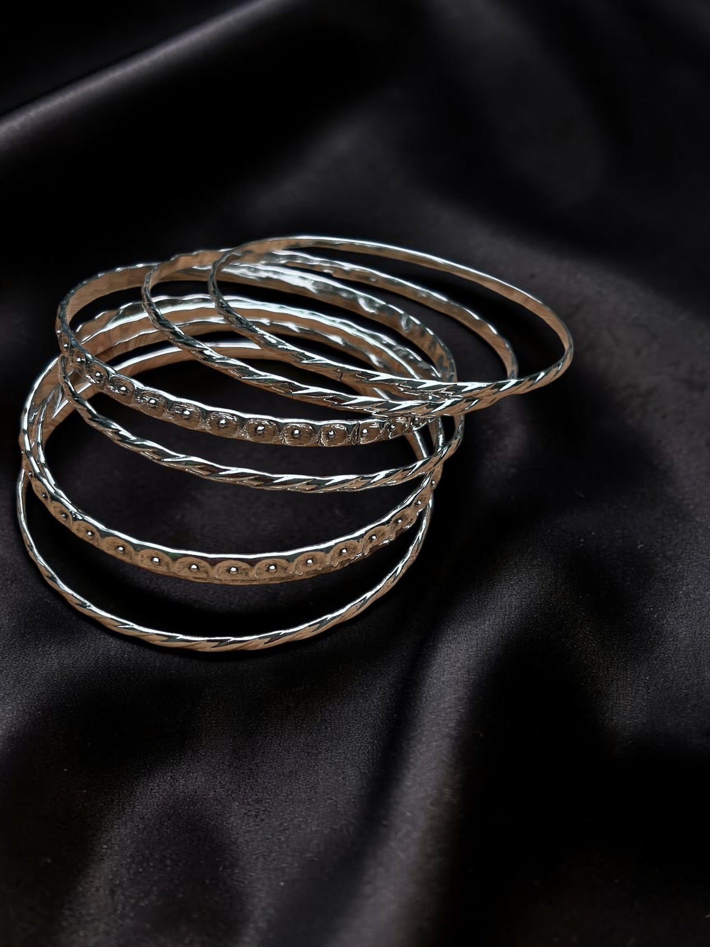 Cluster Silver Stack Bangle Bracelet Set