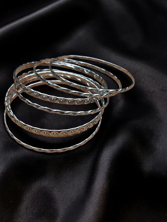 Cluster Silver Stack Bangle Bracelet Set