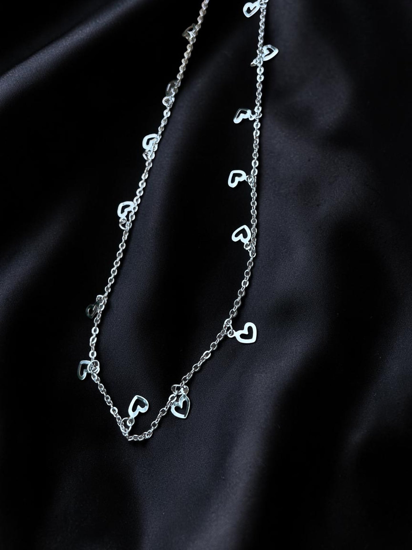 Silver Heart Choker Necklace