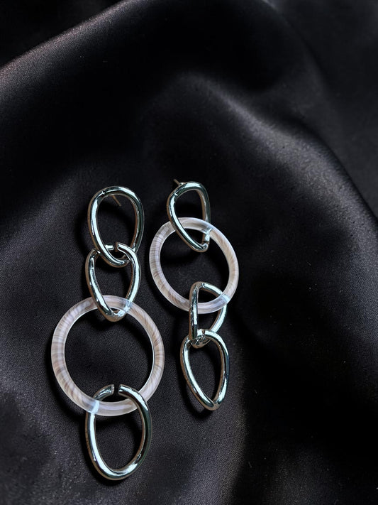 Art Deco Geometric Hoop Post Earrings