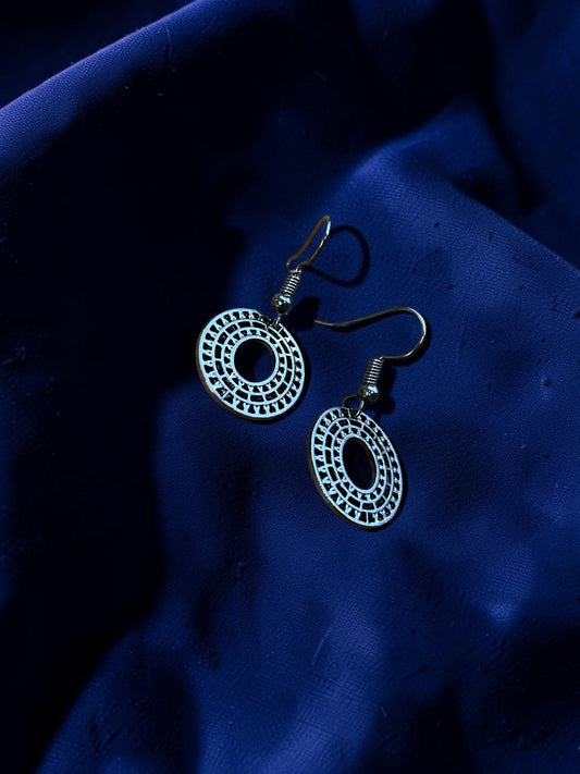 Dark Silver Filigree Circle Earrings | Boho Open Circle Dangle Earrings | Lightweight Geometric Earrings | Everyday Minimalist Jewelry | Gift for Her