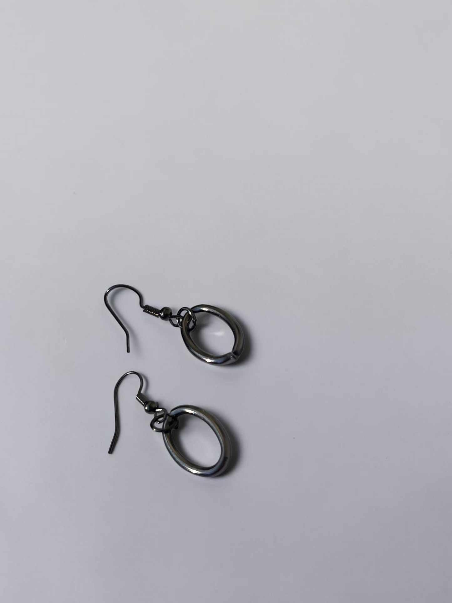 Minimalist Gunmetal Oval Earrings