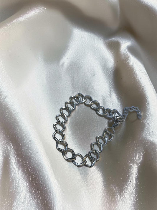 Textured Silver Link Bracelet