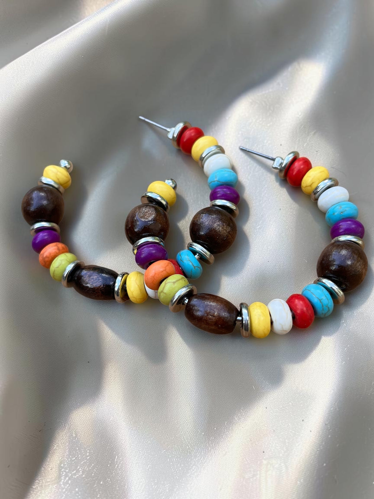 Multicolor Beaded Hoop Earrings