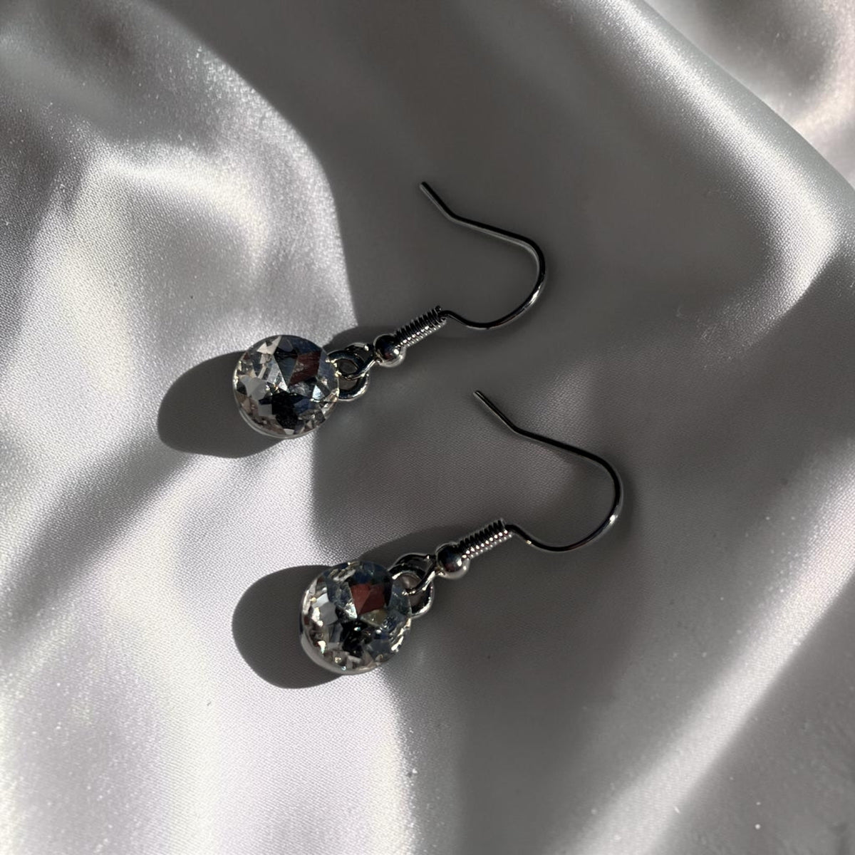 Crystal Drop Earrings | Silver Sparkle Dangle Earrings