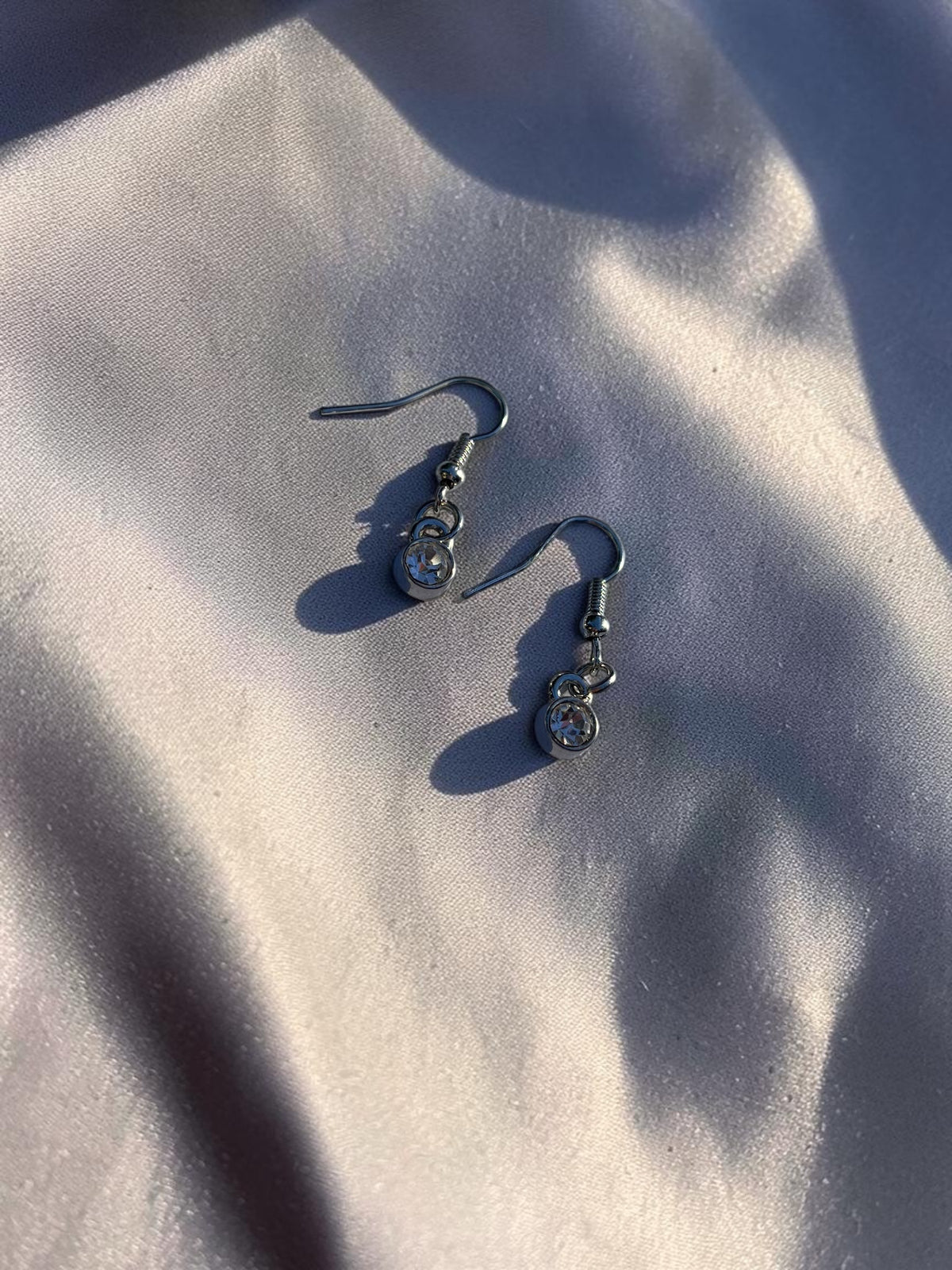 Dainty Crystal Drop Earrings | Petite Silver Sparkle Earrings