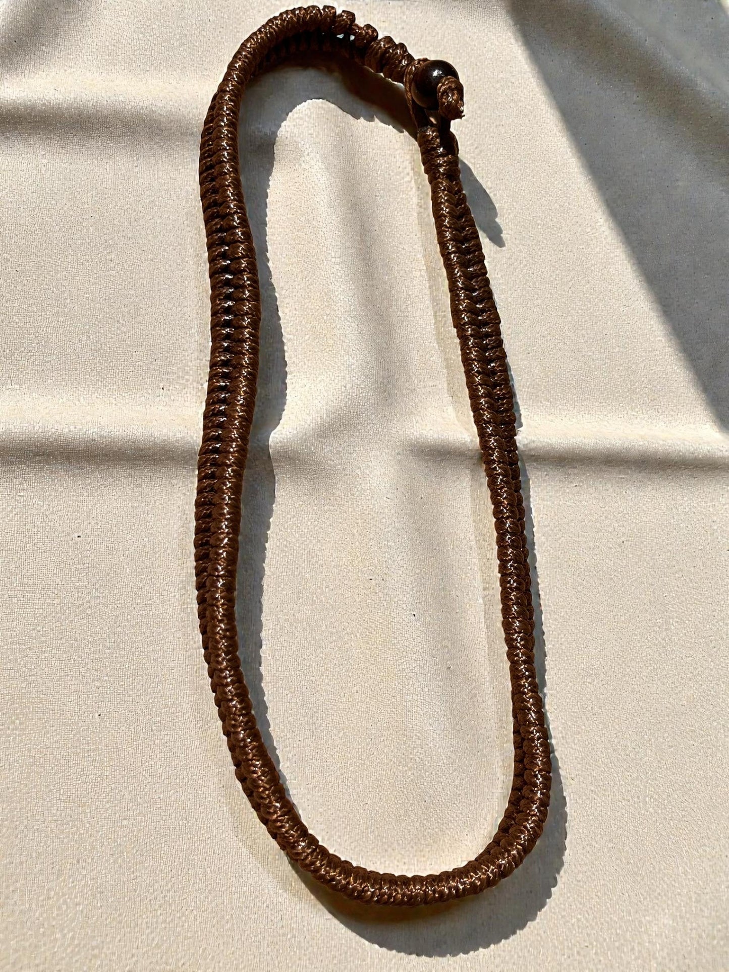 Brown Braided Cord Necklace | Adjustable Boho Choker Necklace | Unisex Woven Rope Jewelry | Earthy Minimalist Necklace