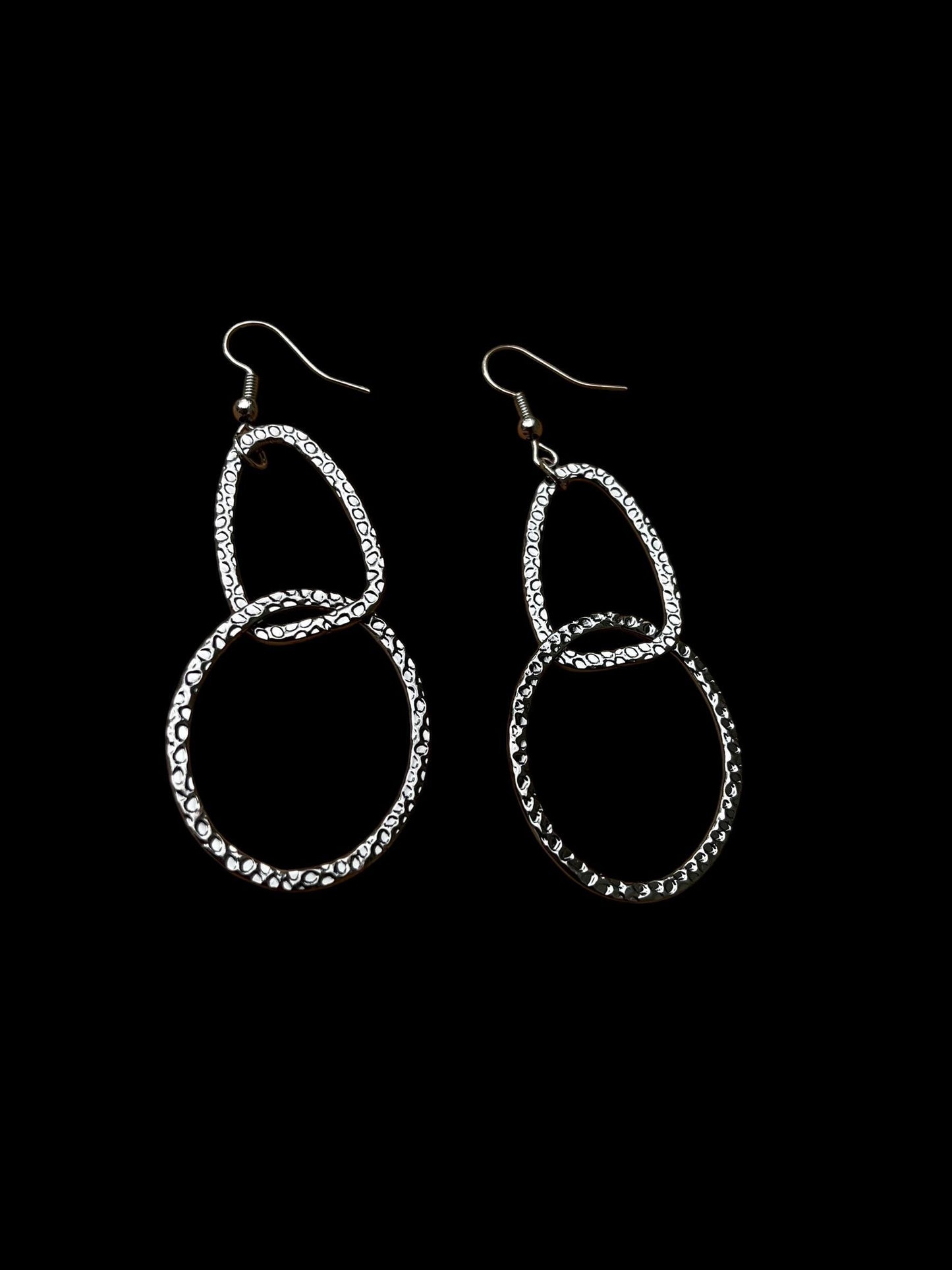Modern Geometric Hoop Earrings | Silver Statement Dangles | Textured Mixed Shape Earrings | Lightweight Boutique Jewelry