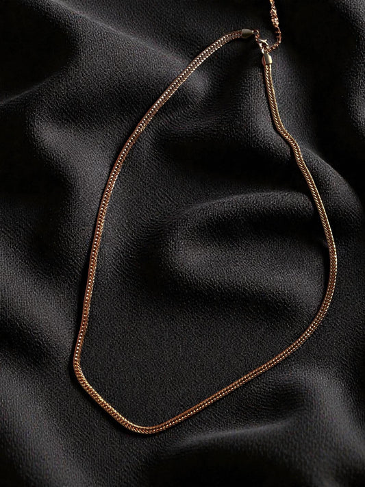 Gold Herringbone Chain Necklace for Men, Thick Gold Flat Chain, Statement Gold Plated Necklace, Luxury Mens Chain Gift for Him