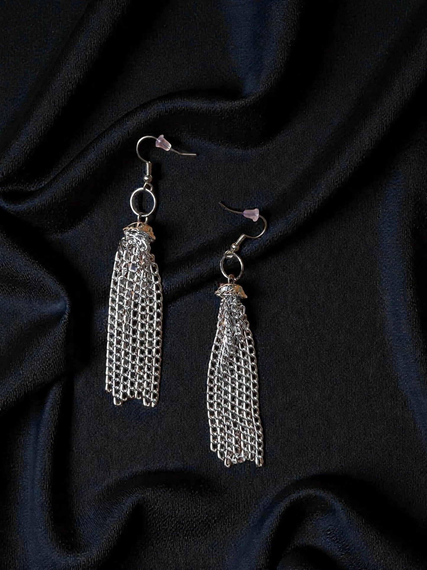 Silver Chain Drop Earrings | Edgy Layered Chain Earrings | Silver Dangle Earrings | Alternative Jewelry | Statement Earrings