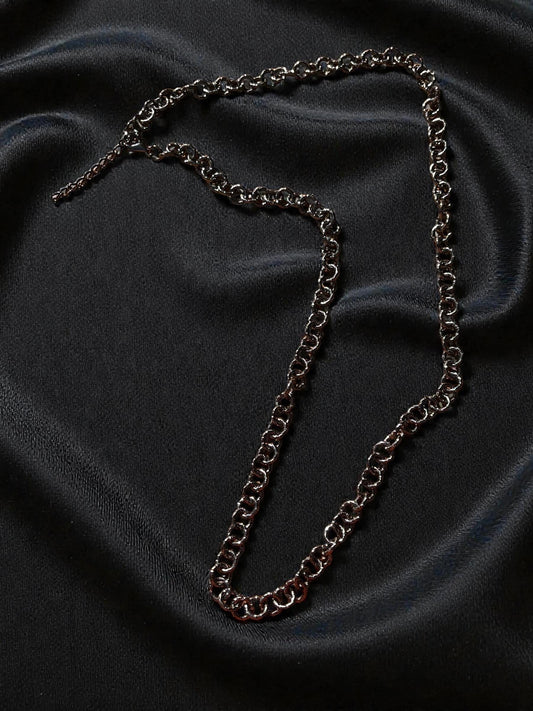 Gunmetal Chain Necklace for Men, Black Link Chain Necklace, Dark Silver Mens Jewelry, Minimalist Statement Necklace Gift for Him