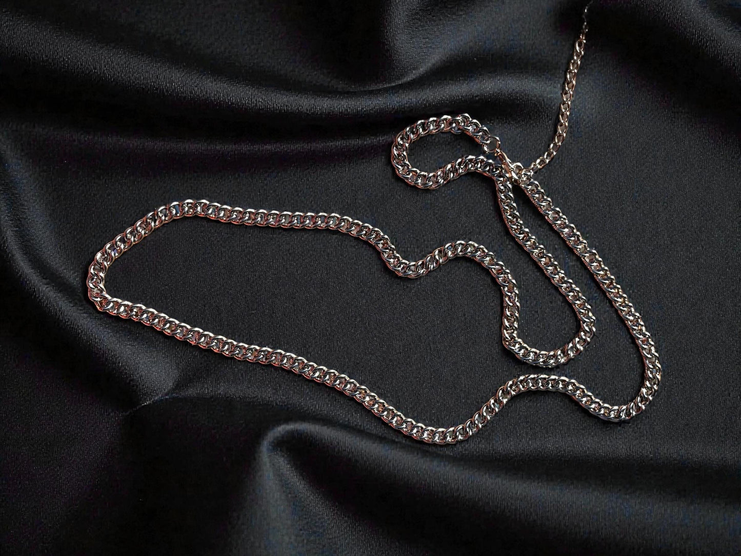 Silver Curb Chain Necklace for Men, Classic Silver Plated Chain, Minimalist Mens Jewelry, Layering Chain Necklace Gift for Him