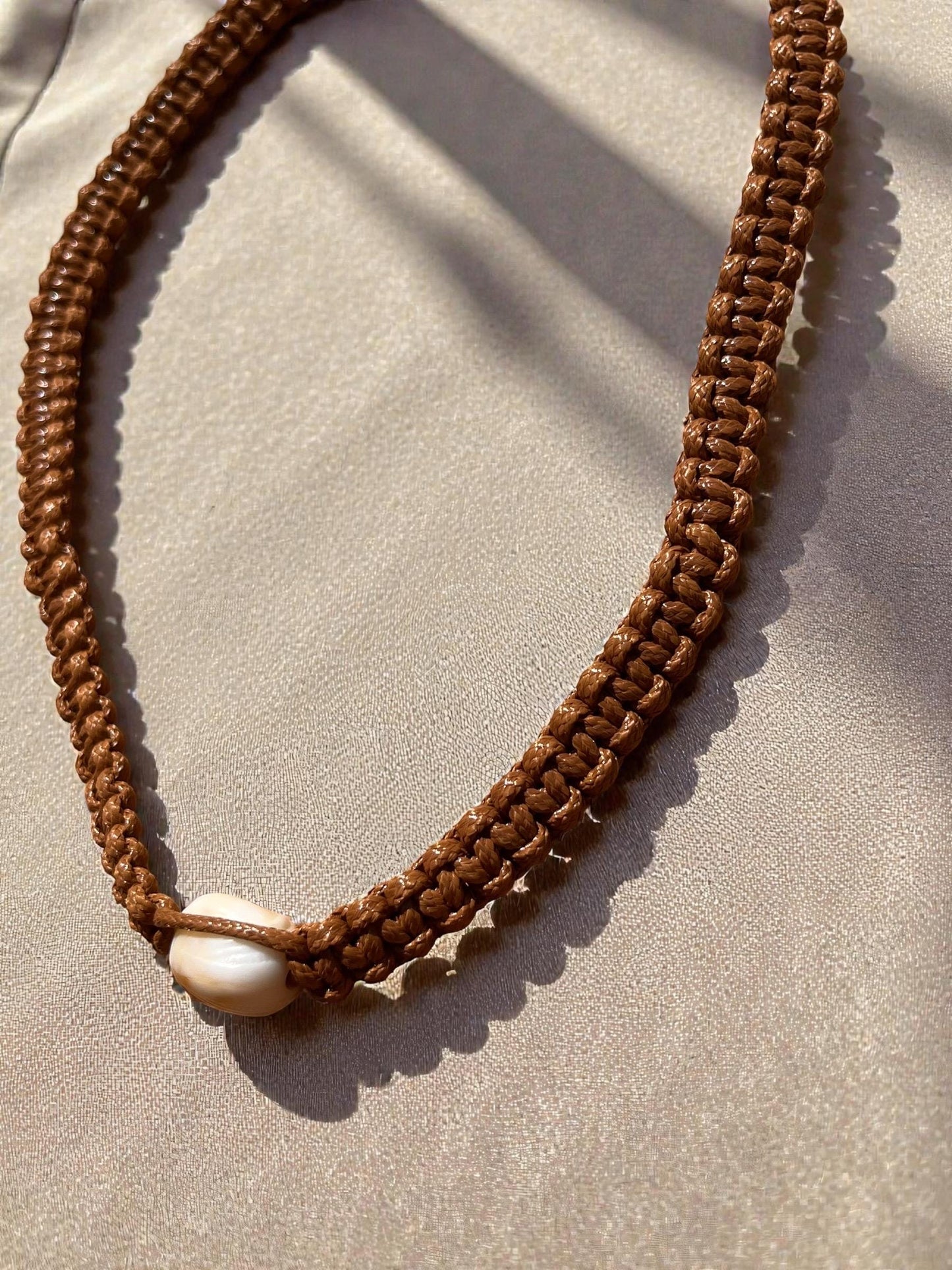 Macrame Cord Necklace | Boho Minimalist Necklace | Surfer Style Jewelry | Adjustable Cord Necklace | Natural Bead Necklace