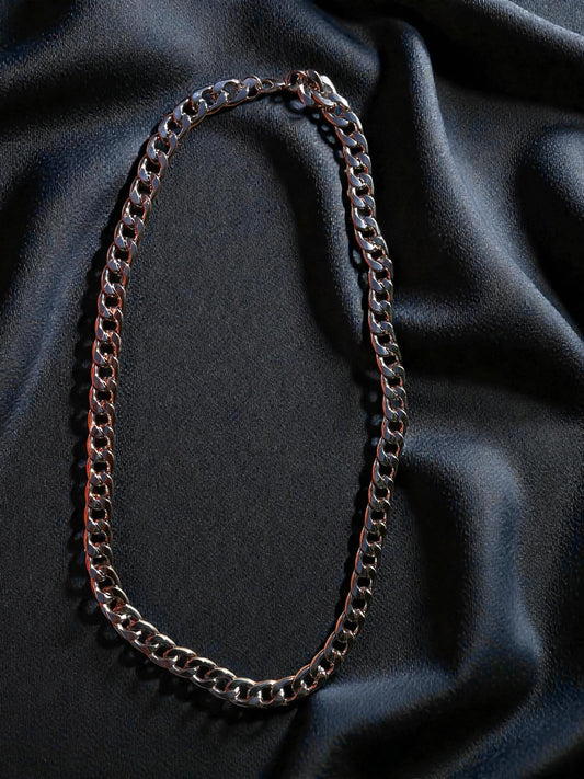 Silver Large Curb Chain Necklace | Chunky Silver Link Necklace | Unisex Statement Chain | Layering Necklace | Modern Cuban Style Jewelry