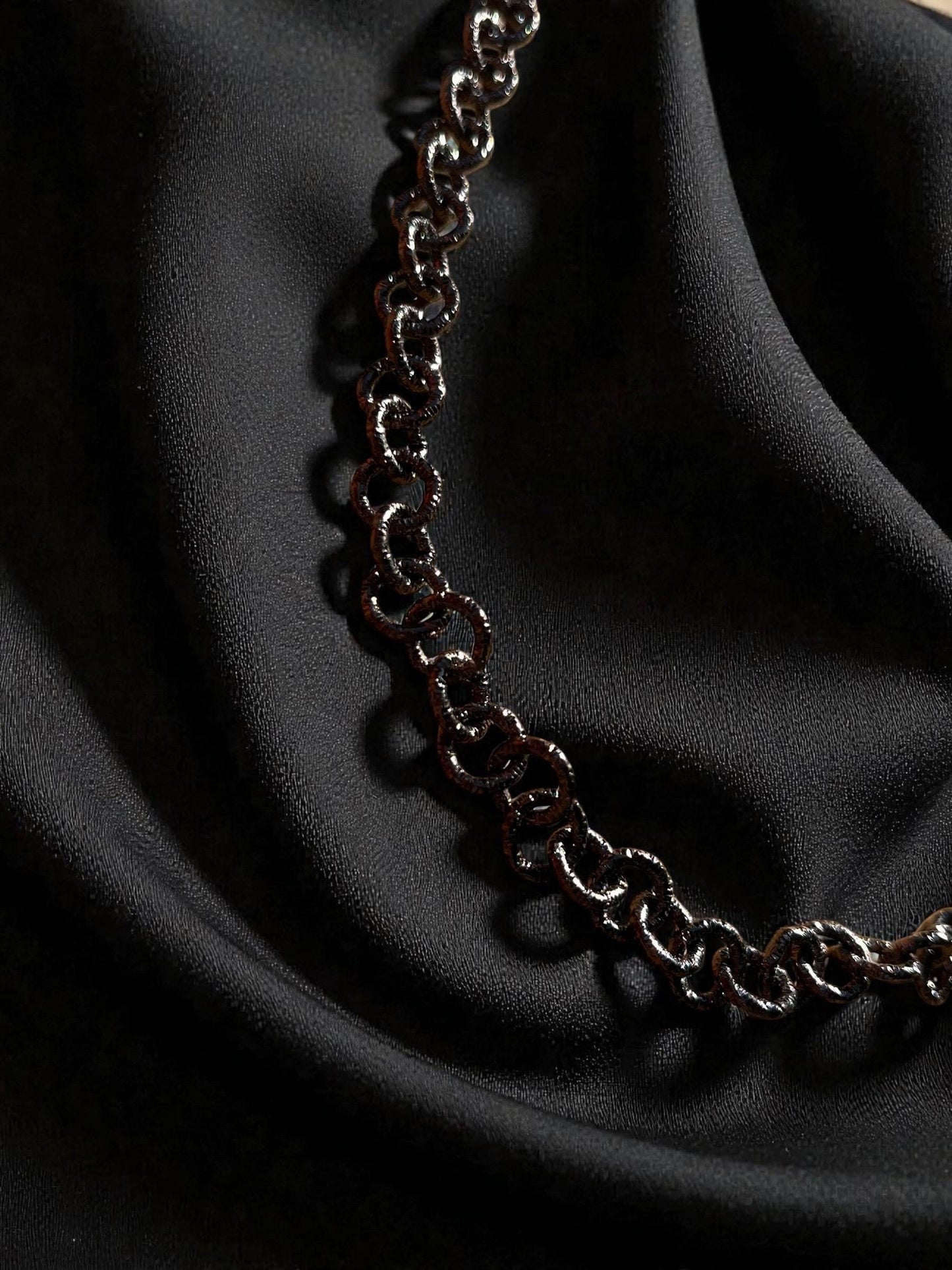 Gunmetal Chain Necklace for Men, Black Link Chain Necklace, Dark Silver Mens Jewelry, Minimalist Statement Necklace Gift for Him