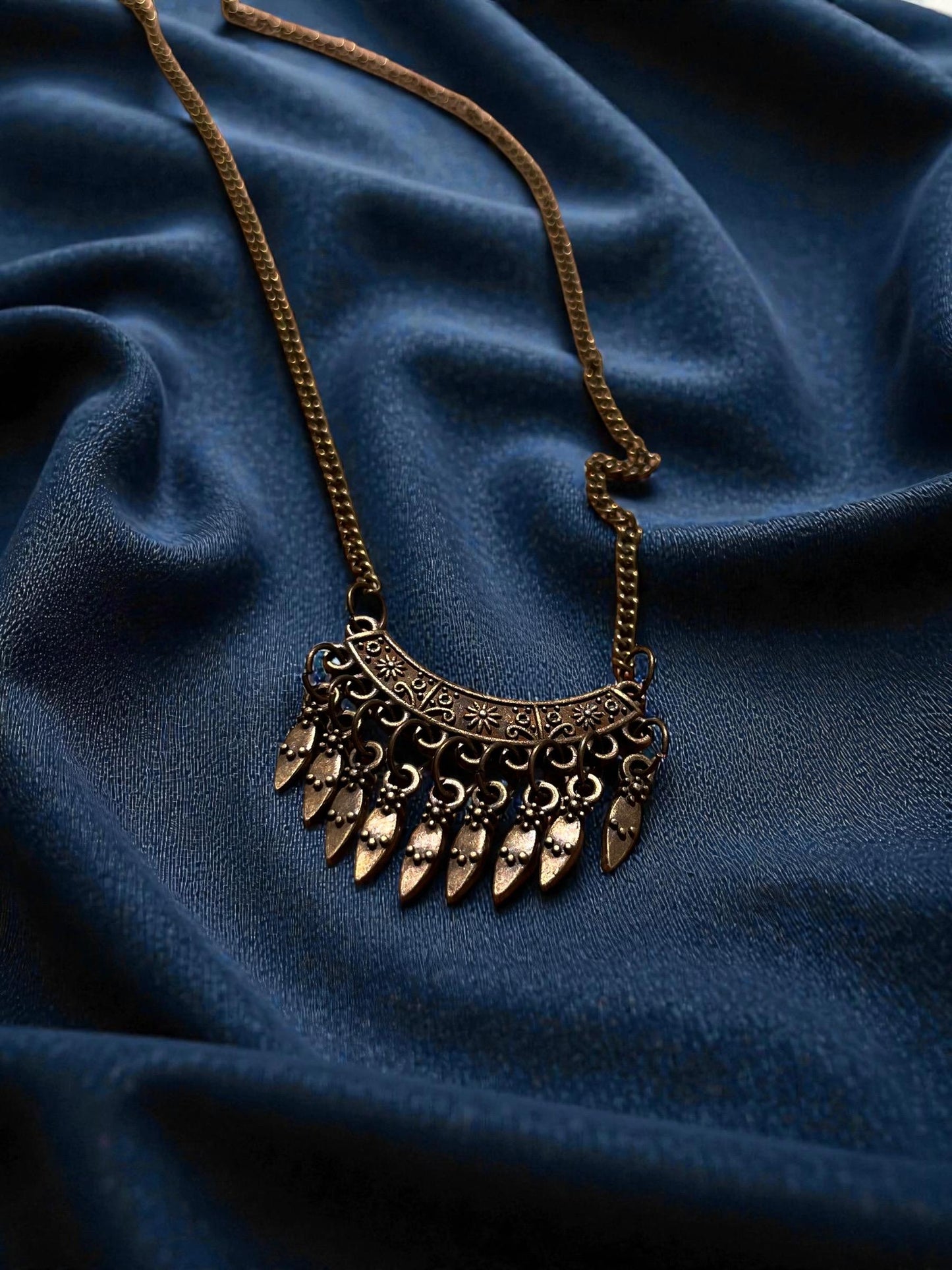 Boho Statement Necklace | Antique Gold Tribal Necklace | Festival Jewelry | Vintage Inspired Pendant Necklace | Bohemian Layering Jewelry