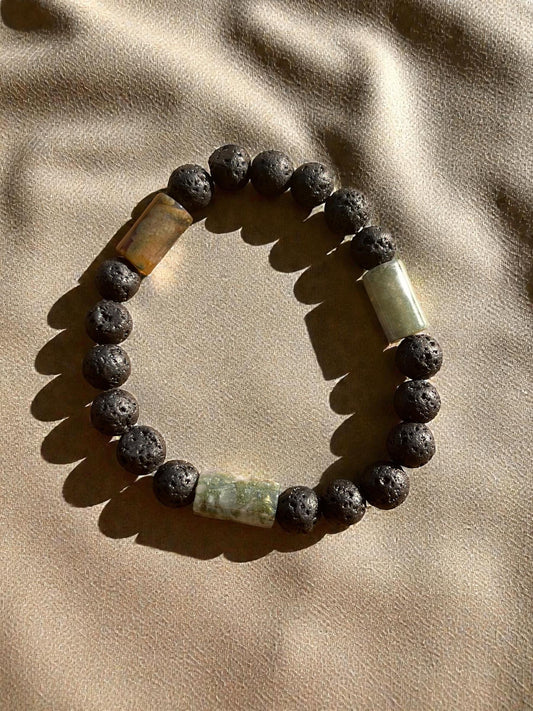 Lava Stone Beaded Bracelet | Natural Stone Bracelet | Men’s Bracelet | Stretch Bracelet | Unisex Jewelry