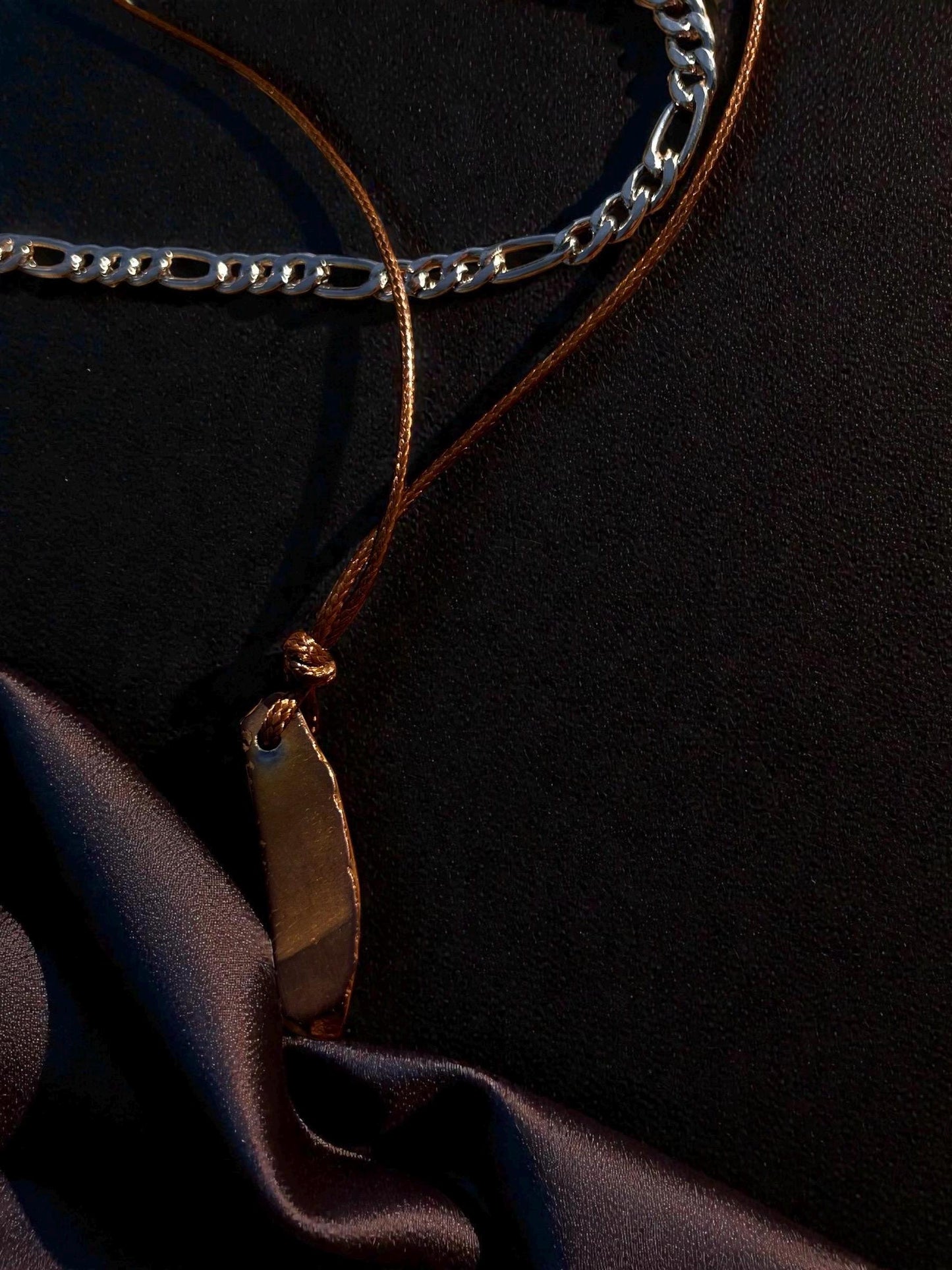 Boho Leather Cord Stone Pendant Necklace, Layered Chain Necklace for Men, Rustic Minimalist Jewelry, Adjustable Bohemian Necklace