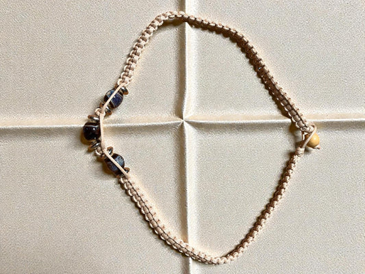 Cream Macramé Beaded Necklace | Neutral Boho Cord Necklace | Adjustable Artisan Jewelry | Coastal Minimalist Necklace
