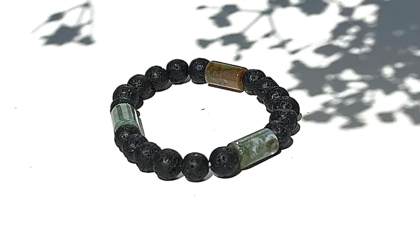 Lava Stone Beaded Bracelet | Natural Stone Bracelet | Men’s Bracelet | Stretch Bracelet | Unisex Jewelry