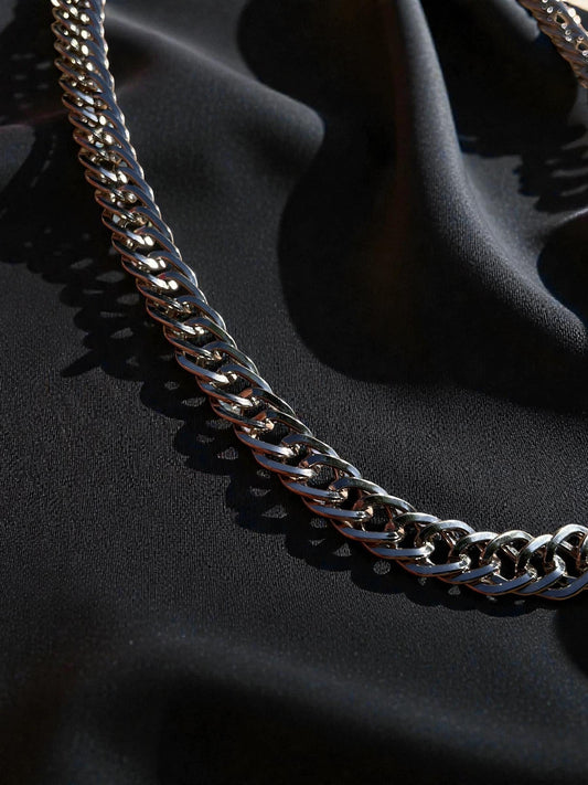 Silver Large Cuban Link Chain Necklace | Chunky Silver Statement Necklace | Unisex Curb Chain Jewelry | Modern Layering Necklace | Everyday