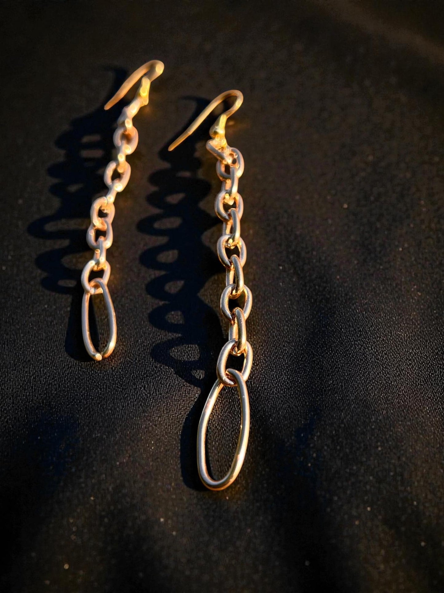 Gold Chain Drop Earrings | Long Gold Dangle Earrings | Minimalist Statement Earrings | Modern Link Earrings | Lightweight 3 Inch Earrings