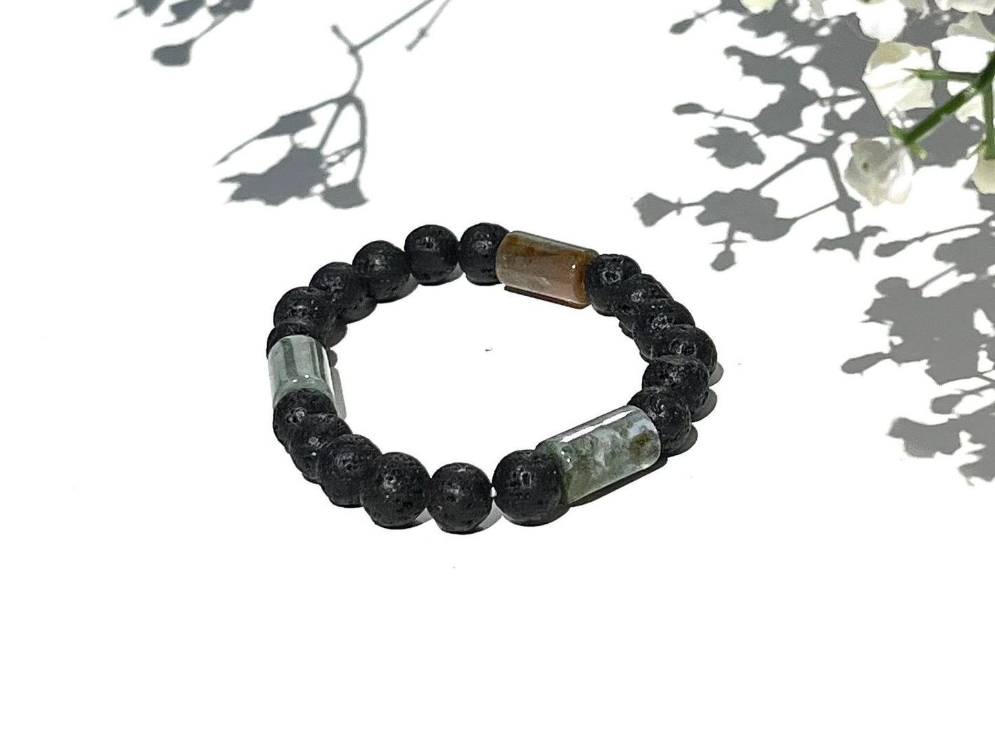Lava Stone Beaded Bracelet | Natural Stone Bracelet | Men’s Bracelet | Stretch Bracelet | Unisex Jewelry