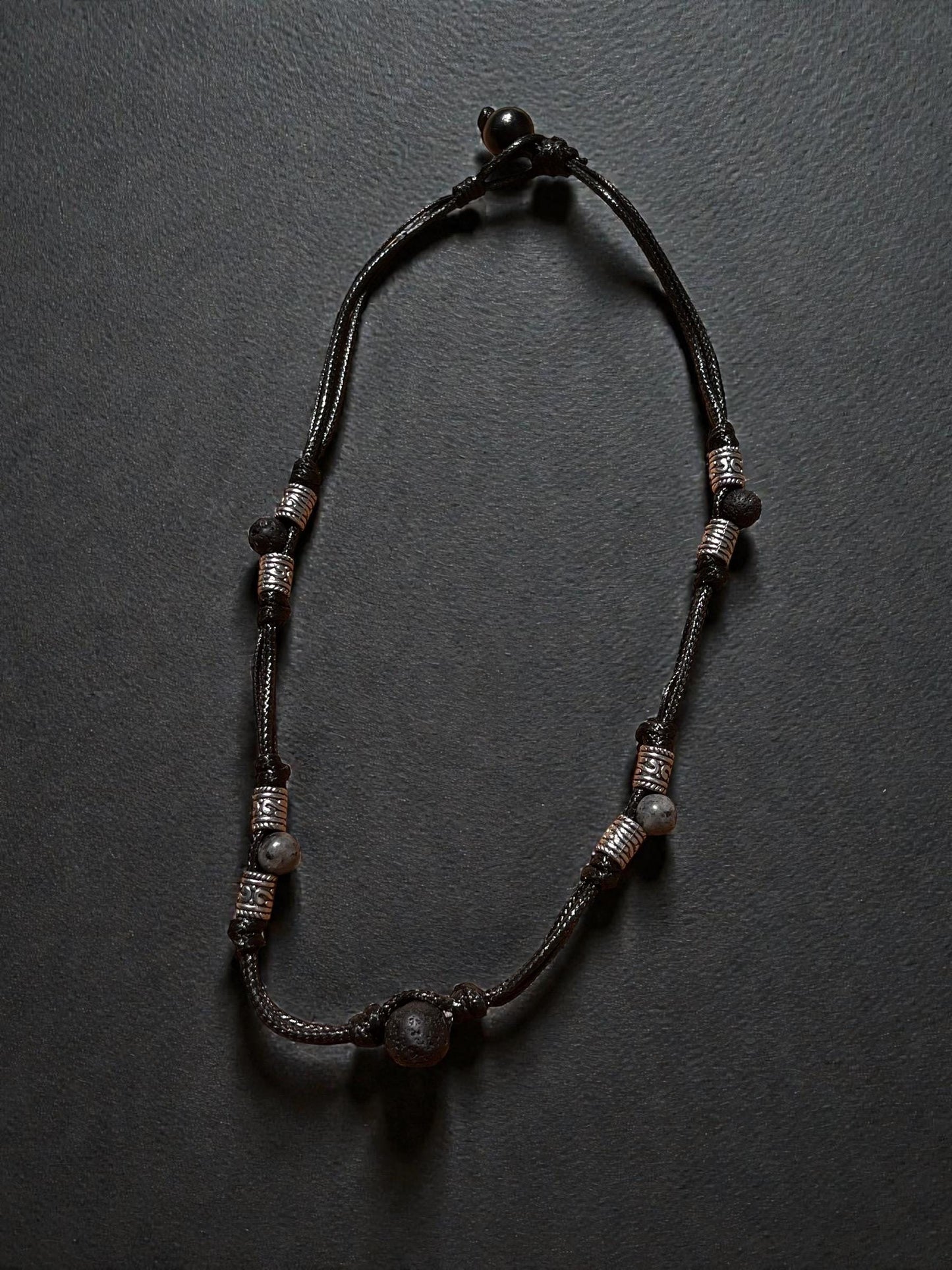 Men’s Lava Stone Necklace | Black Cord Beaded Necklace | Essential Oil Diffuser Necklace | Boho Men’s Jewelry | Minimalist Necklace