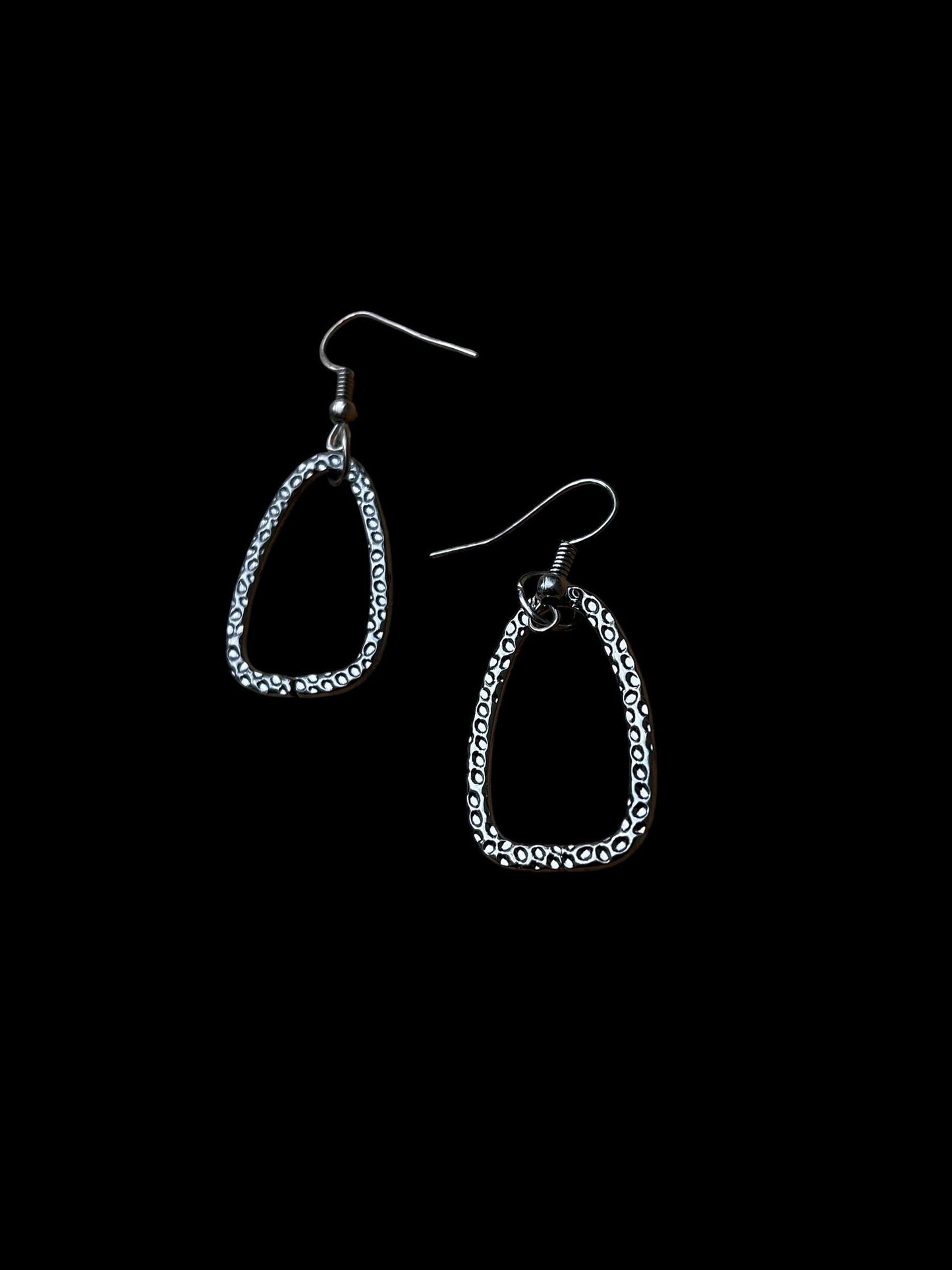 Minimalist Gunmetal Dangle Earrings | Small Geometric Hoop Earrings | Lightweight Everyday Earrings | Modern Silver Jewelry