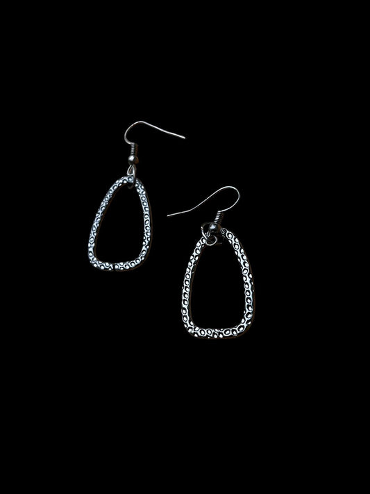 Minimalist Gunmetal Dangle Earrings | Small Geometric Hoop Earrings | Lightweight Everyday Earrings | Modern Silver Jewelry