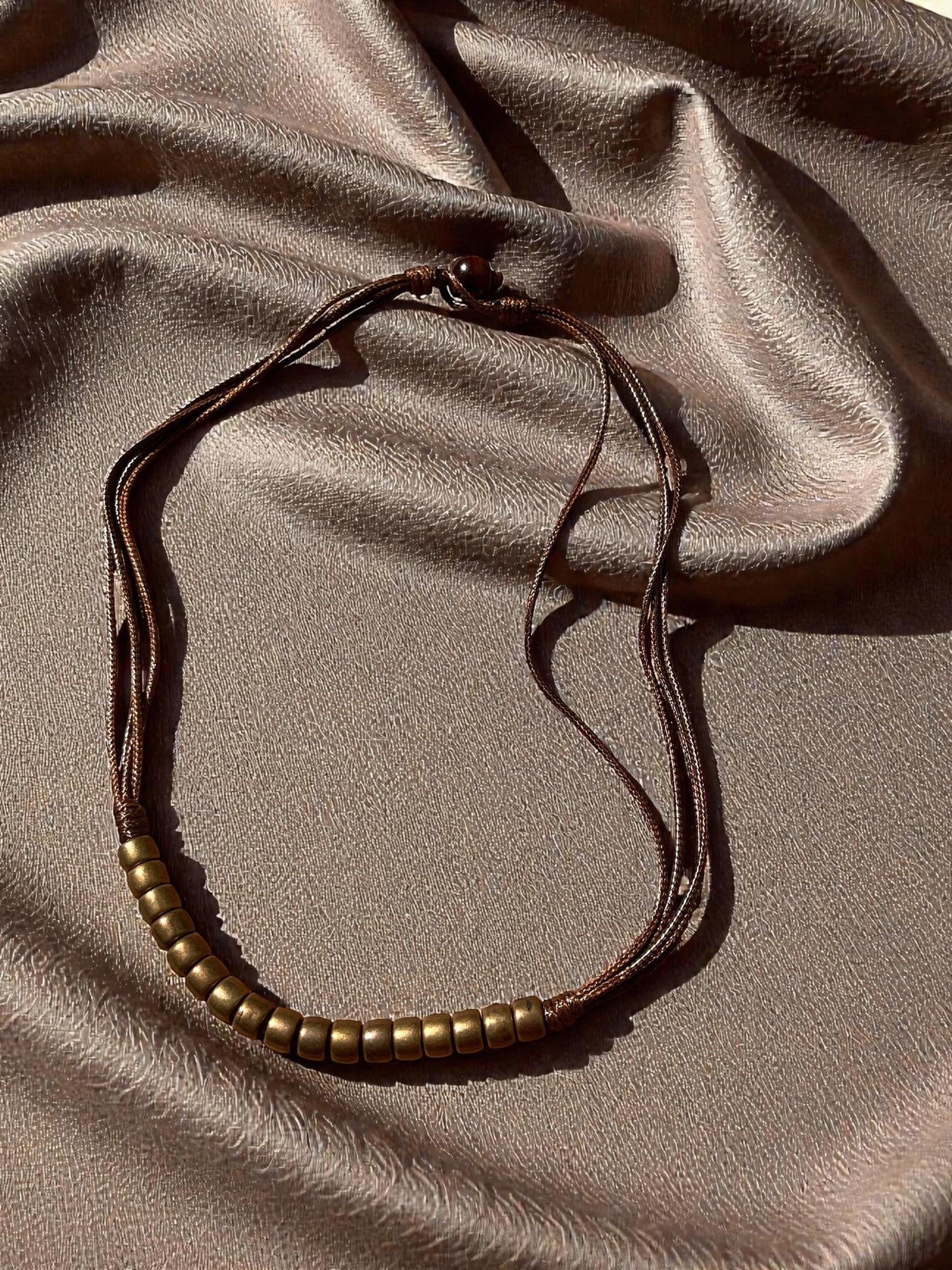 Men’s Brown Multi Cord Necklace | Boho Beaded Necklace for Men | Minimalist Surfer Necklace | Rustic Leather Cord Jewelry
