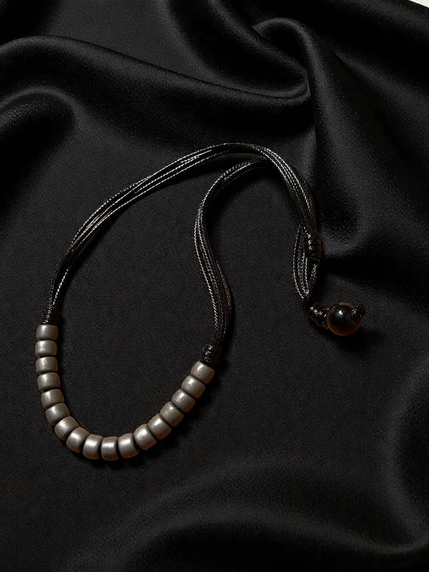 Men’s Black Multi Cord Necklace | Boho Beaded Necklace for Men | Minimalist Surfer Necklace | Rustic Leather Cord Jewelry
