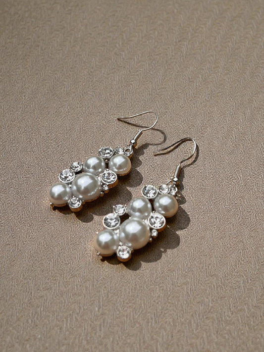 Crystal Pearl Statement Earrings | Elegant Bridal Wedding Jewelry
