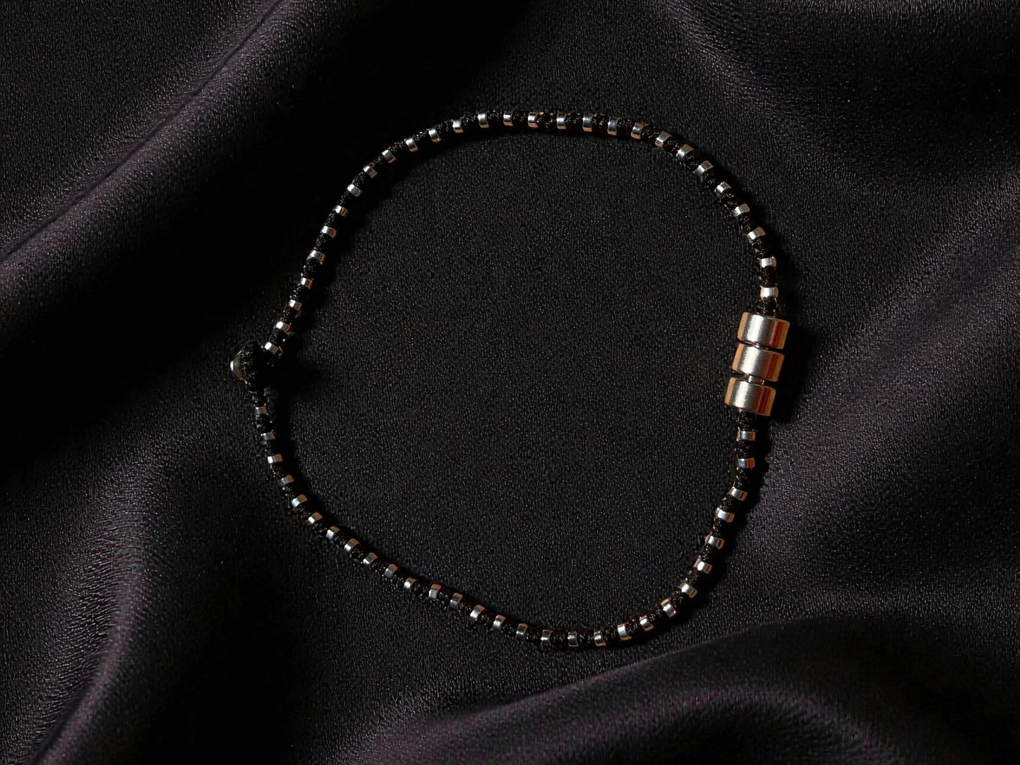 Men’s Beaded Necklace | Black Silver Bead Necklace | Minimalist Men’s Jewelry | Modern Boho Necklace | Men’s Everyday Necklace
